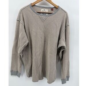 Tommy Bahama Y2K Denim Mens XXL Waffle Knit Thermal Long Sleeve Shirt Tan Gray